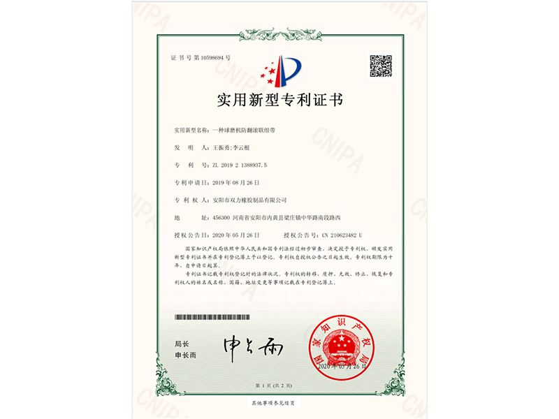 專利證書(shū)(專利號(hào)：ZL201921388937.5)